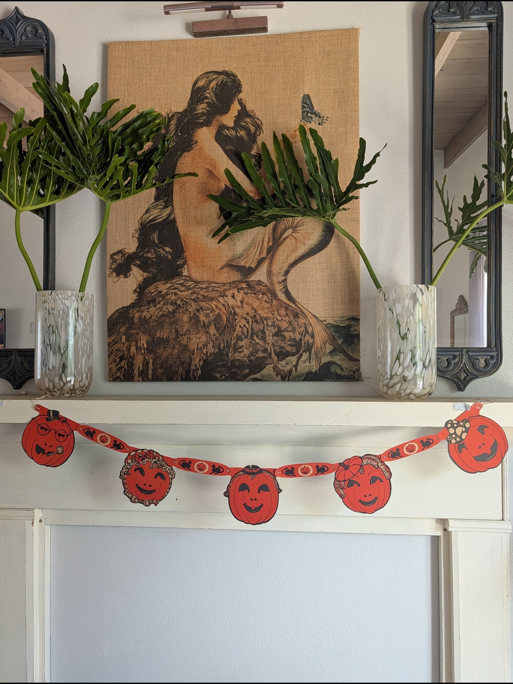 Rare Vtg 1930-40s Family Of Jack-o'-lanterns Garland